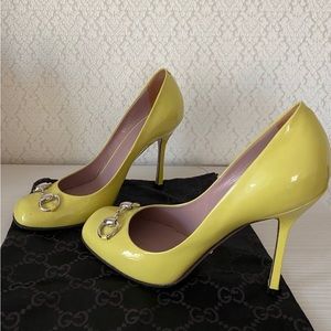Gucci Patent Leather Jolene Horsebit Heel Pumps 38.5 EU